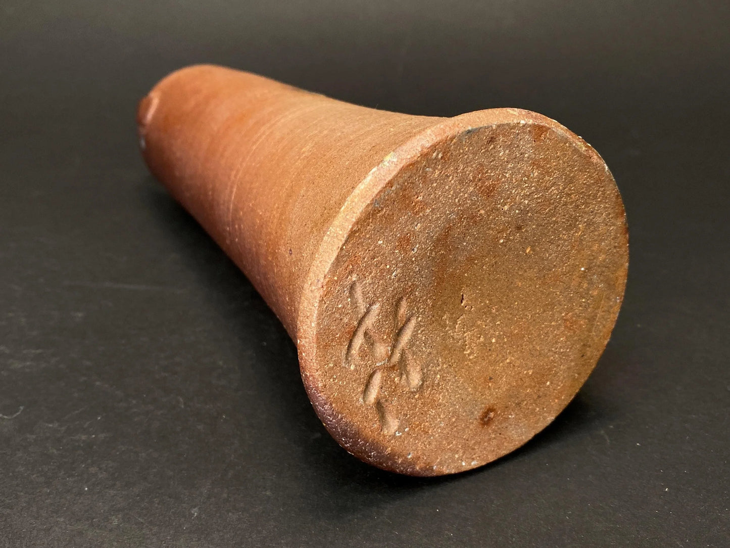 Bizen Ware Ikebana Vase Signed Japanese Pottery Kaki: Wabi Sabi Art Pottery Flower Twist Holder with Tomobako co-Box！