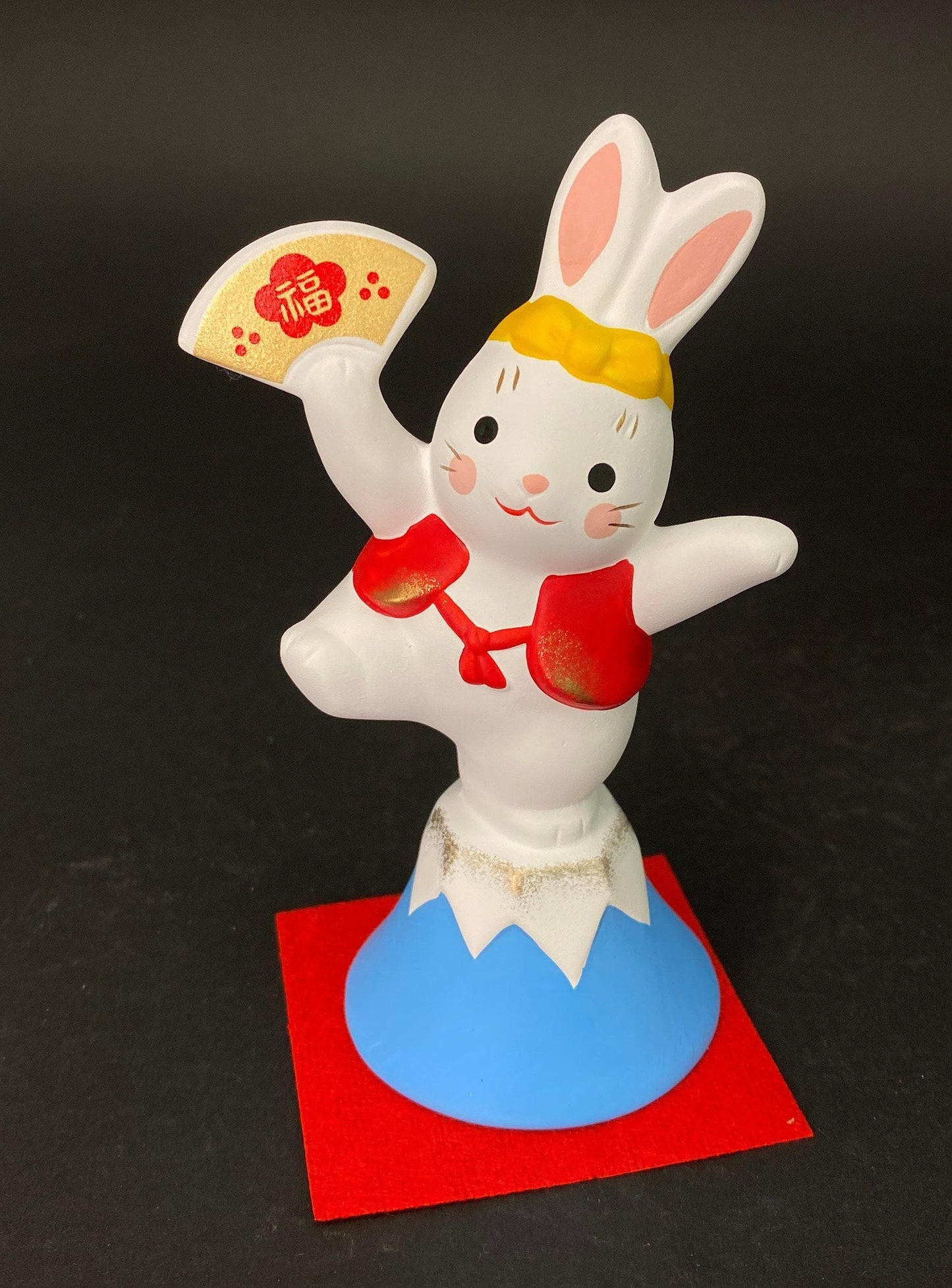 Japanese Zodiac Rabbit on Mount Fuji Figurine