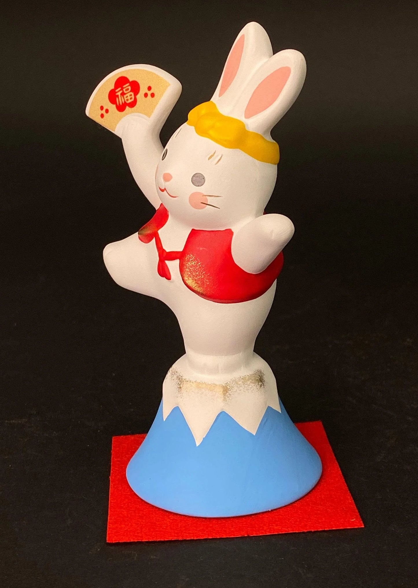 Japanese Zodiac Rabbit on Mount Fuji Figurine