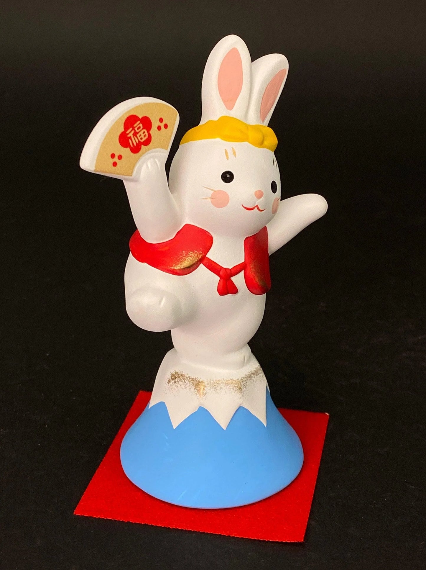 Japanese Zodiac Rabbit on Mount Fuji Figurine