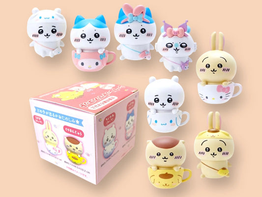 Chiikawa x Sanrio Characters Figure, Sanrio Teacup Figure, Secret Mascot Box, blind box, Hello Kitty My Melody Cinnamoroll