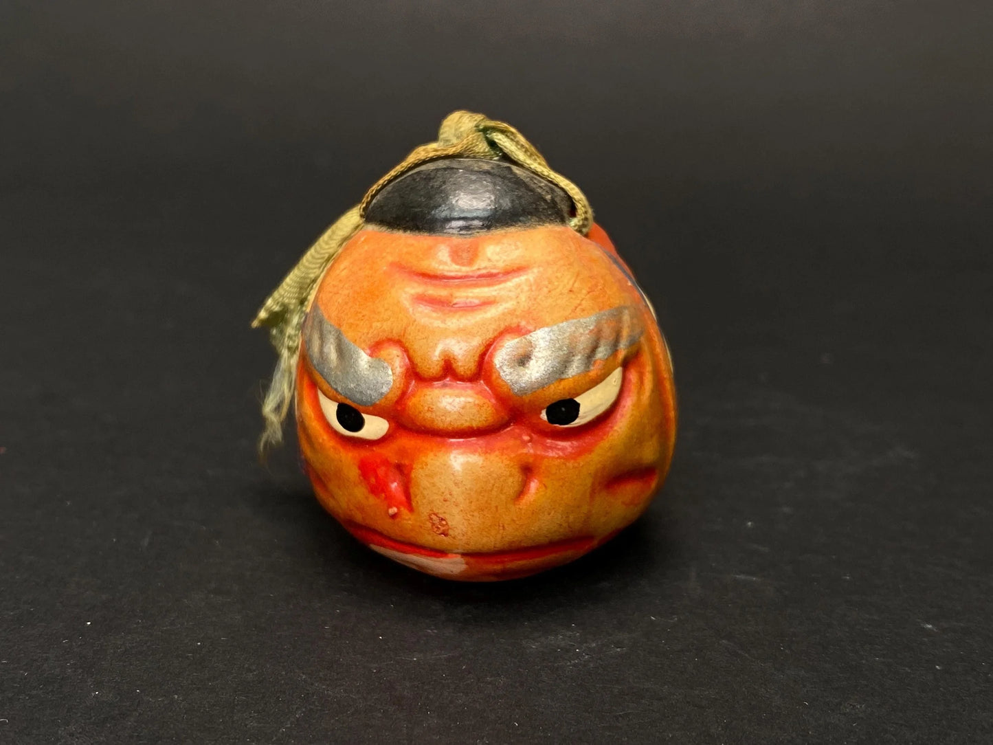 Set of 7 Vintage Japanese Clay Bells: Zodiac Animals Lucky Cat Daruma and Folk Masks, Rustic Mingei Pottery Dorei Collection, Wabi Sabi