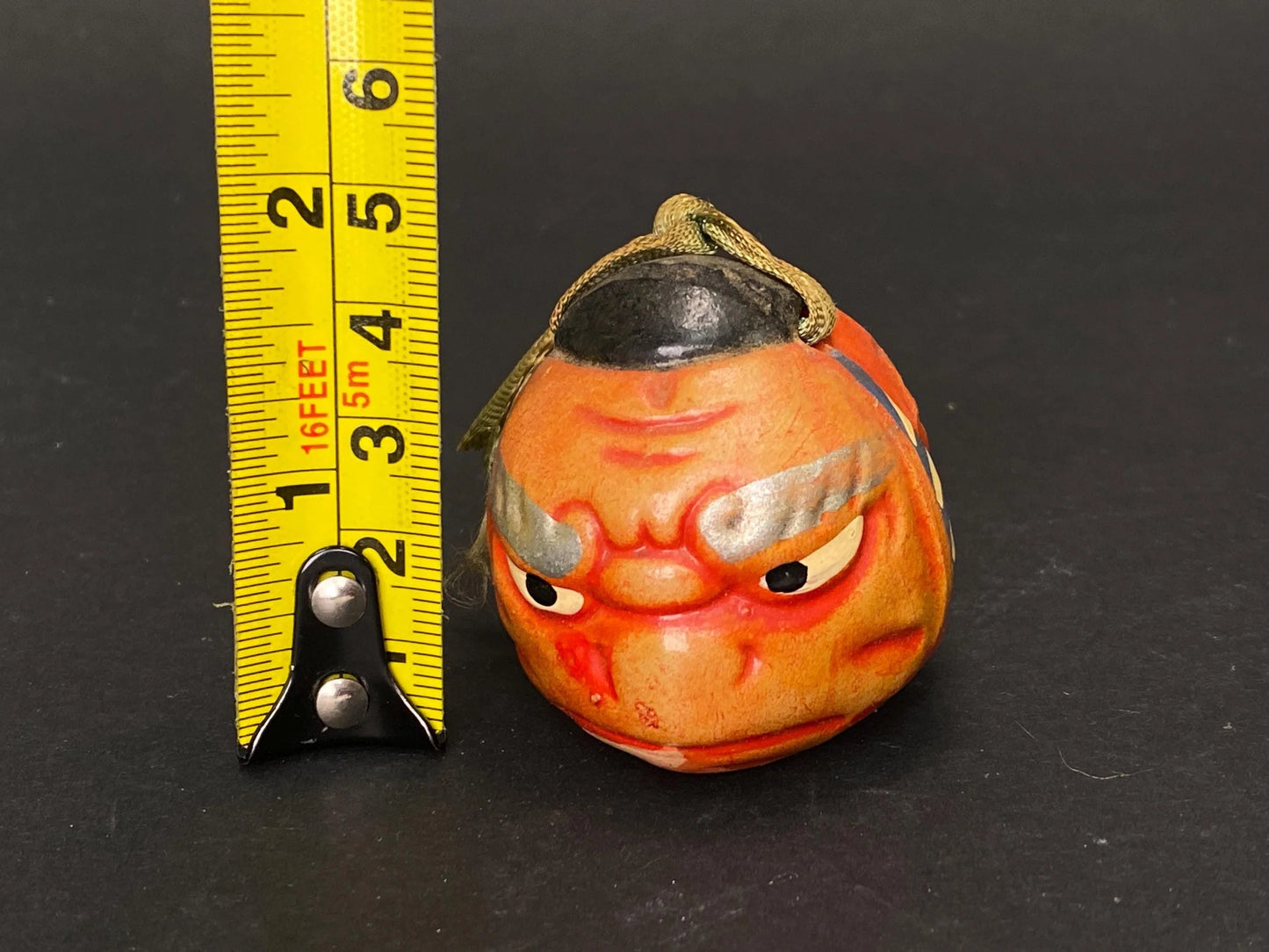 Set of 7 Vintage Japanese Clay Bells: Zodiac Animals Lucky Cat Daruma and Folk Masks, Rustic Mingei Pottery Dorei Collection, Wabi Sabi
