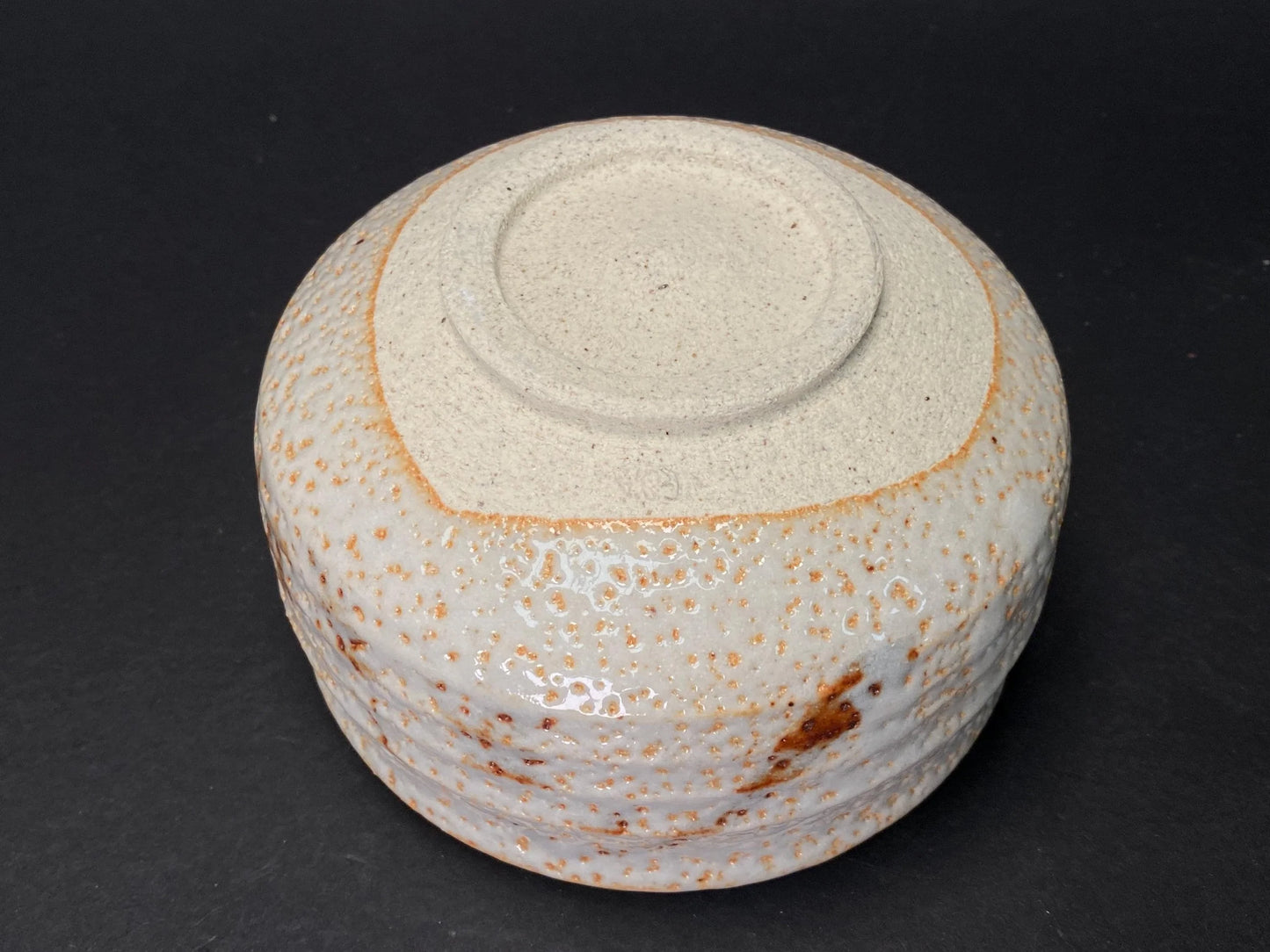 PAIR Vintage Japanese Shino Ware Matcha Bowl Chawan Set with Box: Rustic White & Golden Glaze Tea Ceremony Pottery