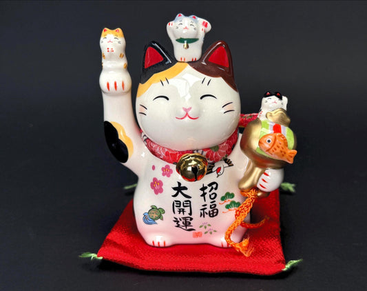 Maneki Neko Cat Feng Shui Decor,NEW, Japanese Yakushi Figurine, lucky mallet hammer,Lunar New Year Decor, Yakushigama, For Better Business