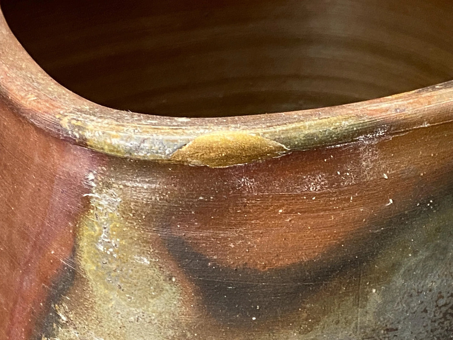 Kintsugi Japanese Bizen Ware Kensui Bowl signed, Wabi Sabi Ikebana Flower Vase with Kintsugi, Calligraphy Brush Washer