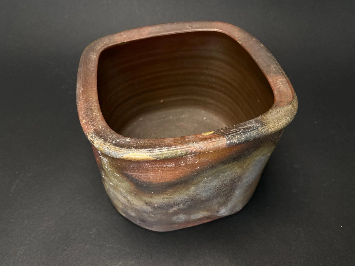 Kintsugi Japanese Bizen Ware Kensui Bowl signed, Wabi Sabi Ikebana Flower Vase with Kintsugi, Calligraphy Brush Washer