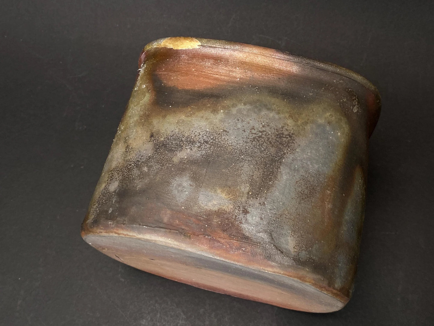 Kintsugi Japanese Bizen Ware Kensui Bowl signed, Wabi Sabi Ikebana Flower Vase with Kintsugi, Calligraphy Brush Washer