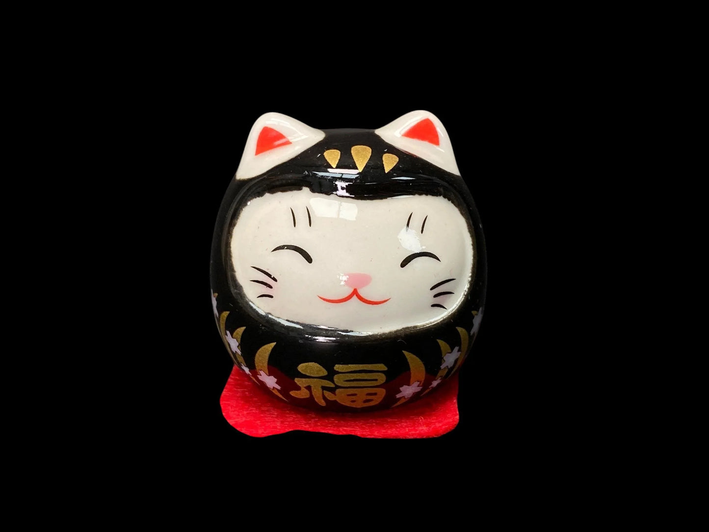 Daruma feng Shui Decor set of 5 Japanese Cat Daruma Doll, 5 Mini Lucky Talismans for Motivation, Success, Good Fortune, Gifts, Car decor
