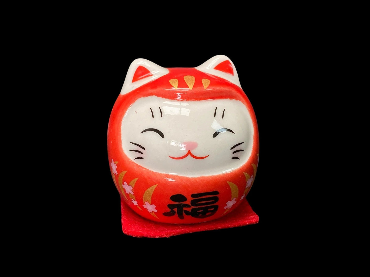 Daruma feng Shui Decor set of 5 Japanese Cat Daruma Doll, 5 Mini Lucky Talismans for Motivation, Success, Good Fortune, Gifts, Car decor
