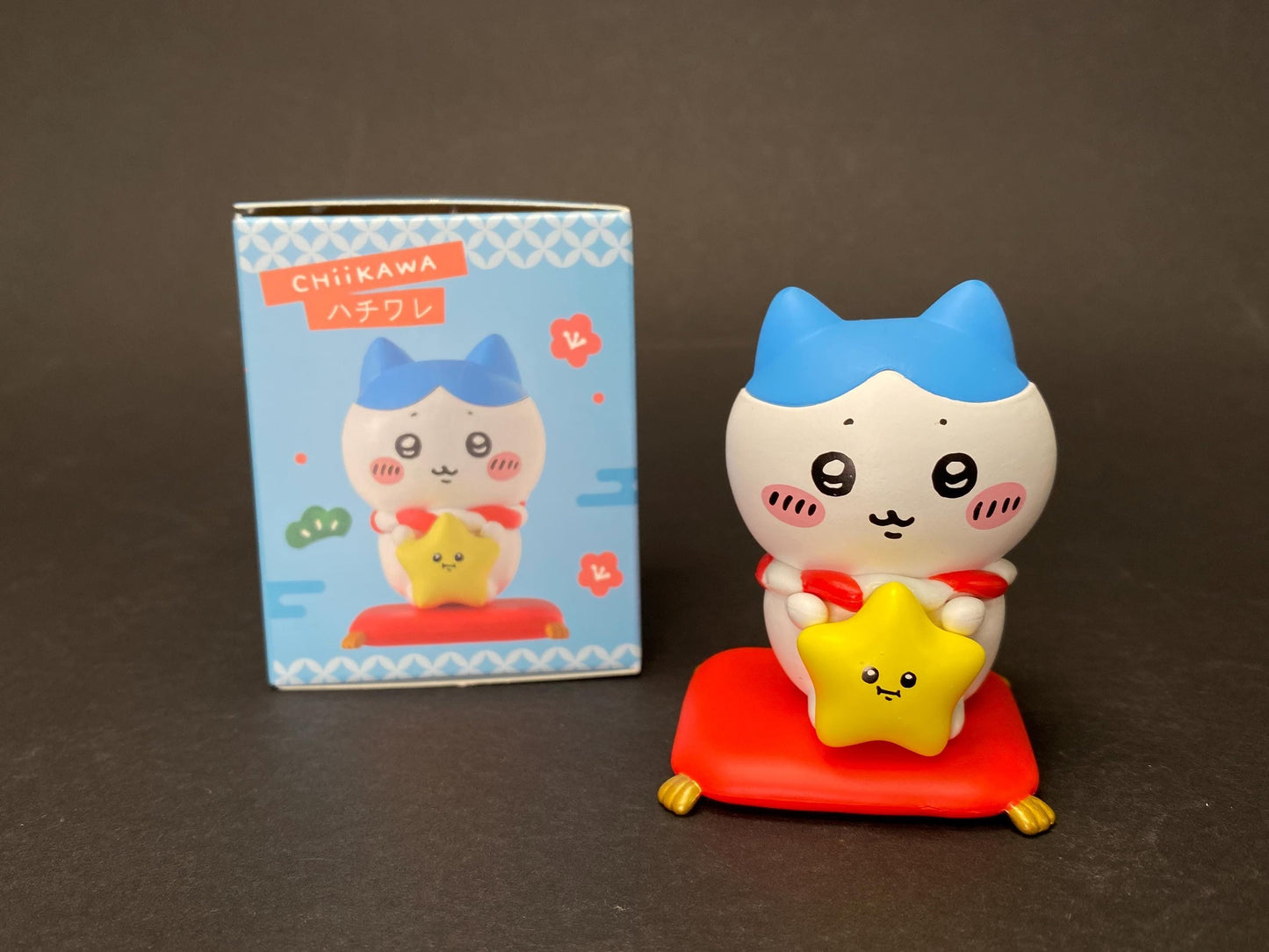 Chiikawa New Year Blind Box Figure on Red Cushion, Good Luck Mascot, Lunar New Year Decor. Hachiware Usagi Secret Toy