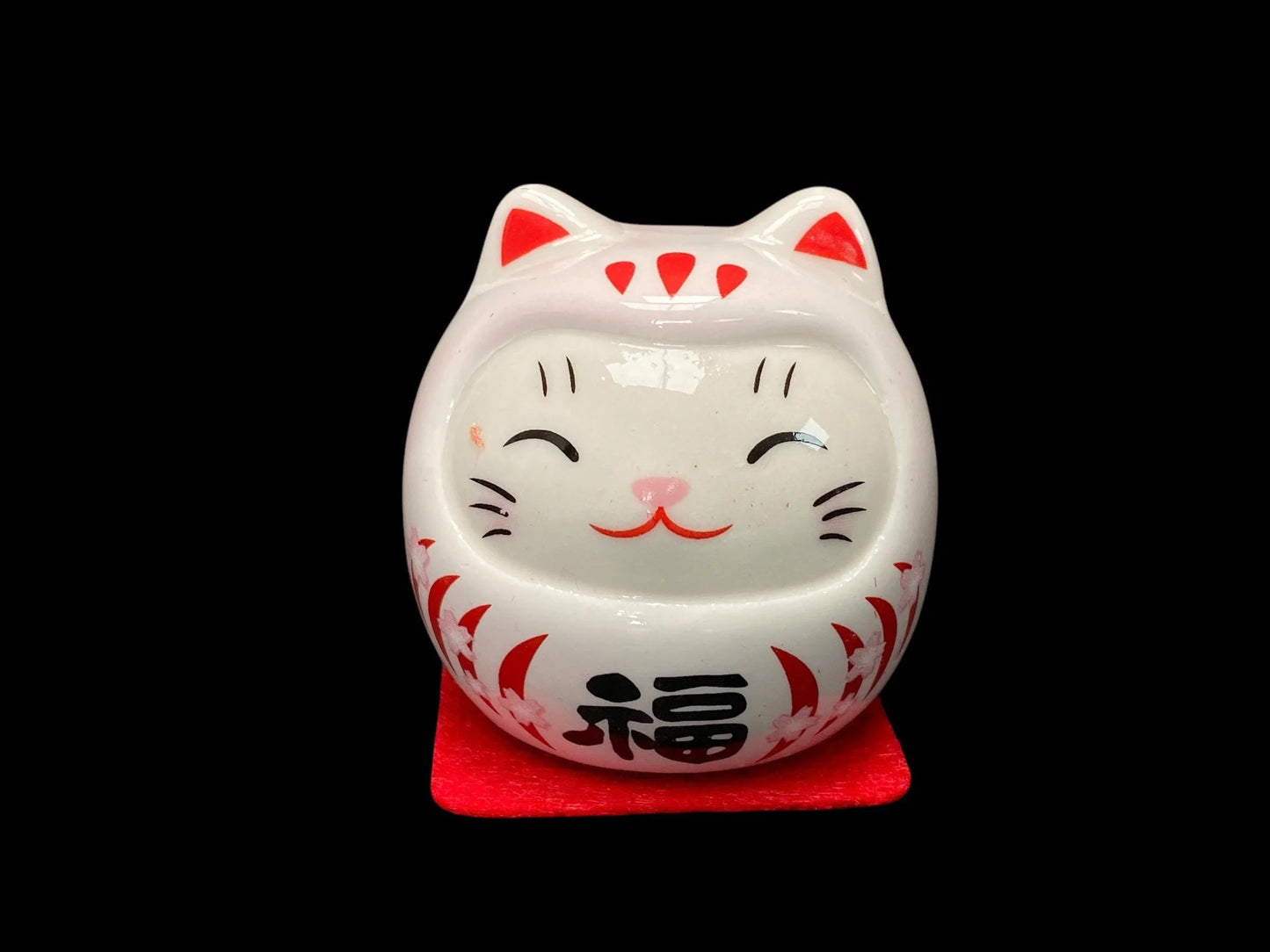 Daruma feng Shui Decor set of 5 Japanese Cat Daruma Doll, 5 Mini Lucky Talismans for Motivation, Success, Good Fortune, Gifts, Car decor