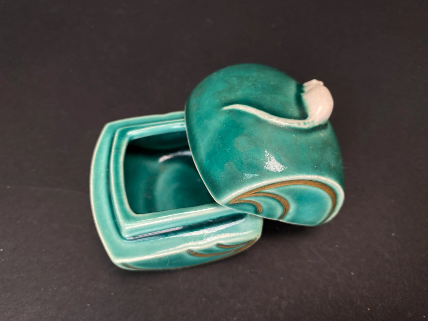 Vintage Japanese Kogo Box, Rare Japanese Tea Ceremony Incense Container, Handcrafted Ceramic Kogo Lot, Eto Zodiac Sign Dragon Sheep Rat