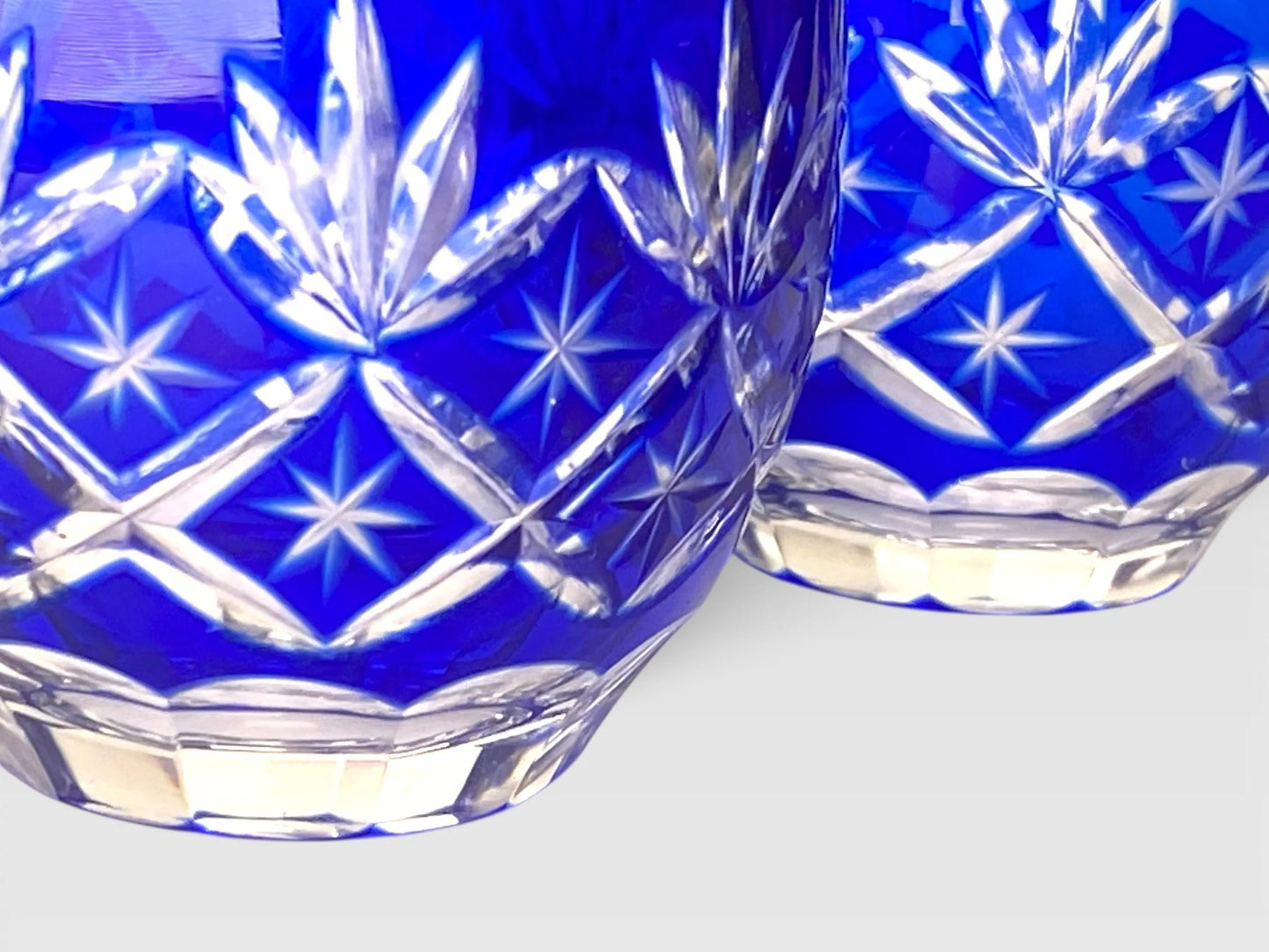 PAIR Kagami Edo Kiriko Crystal Sake Cup, Japanese hand cut glass shot, Japan Gift, 1.5oz Cup, Traditional Craft sculpture