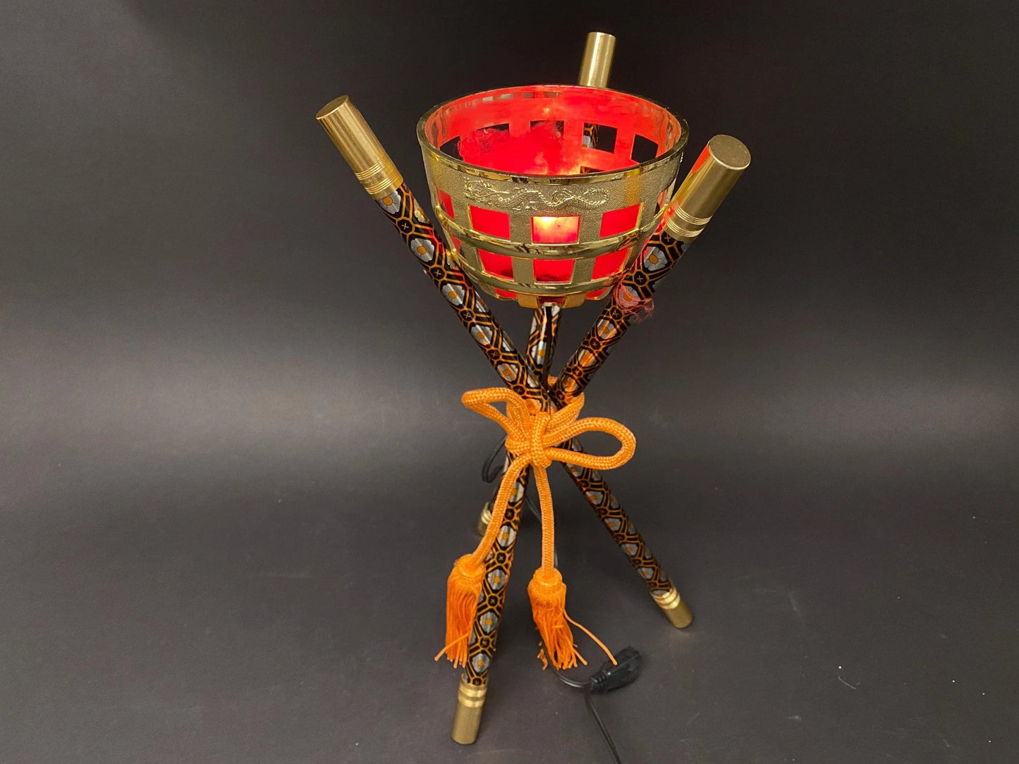 Japanese Kagaribi Toro Bonfire Lantern Pair, Hina Doll Electric Lamps Set Lighting Pair, Original box, Festival Display