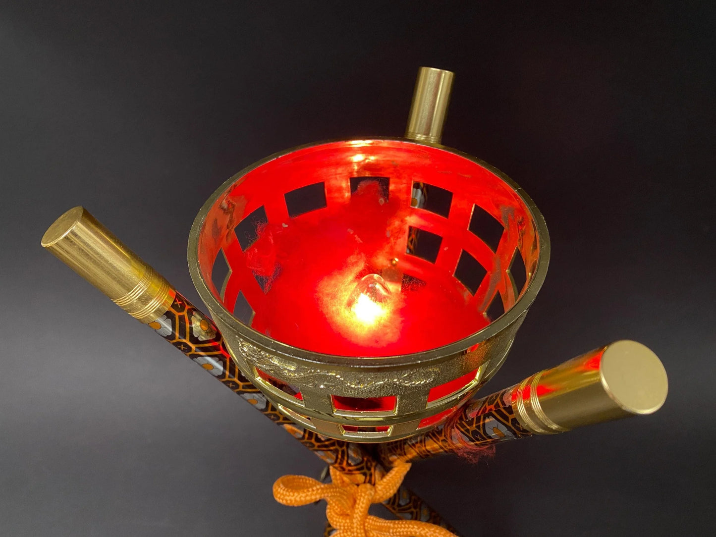 Japanese Kagaribi Toro Bonfire Lantern Pair, Hina Doll Electric Lamps Set Lighting Pair, Original box, Festival Display