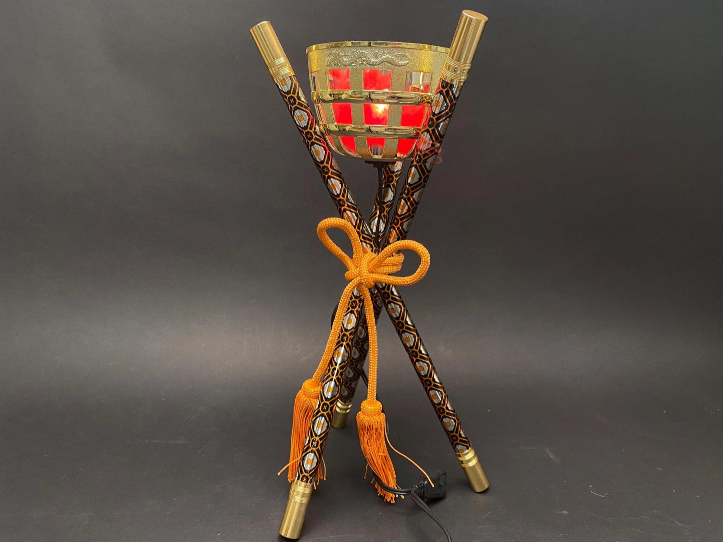 Japanese Kagaribi Toro Bonfire Lantern Pair, Hina Doll Electric Lamps Set Lighting Pair, Original box, Festival Display