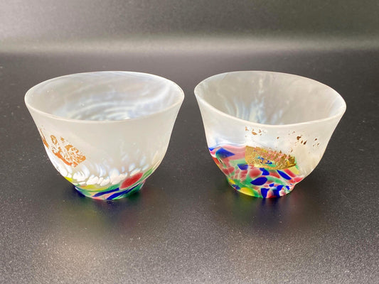 Tsugaru Vidro Sake Cup Pair Japan Aomori