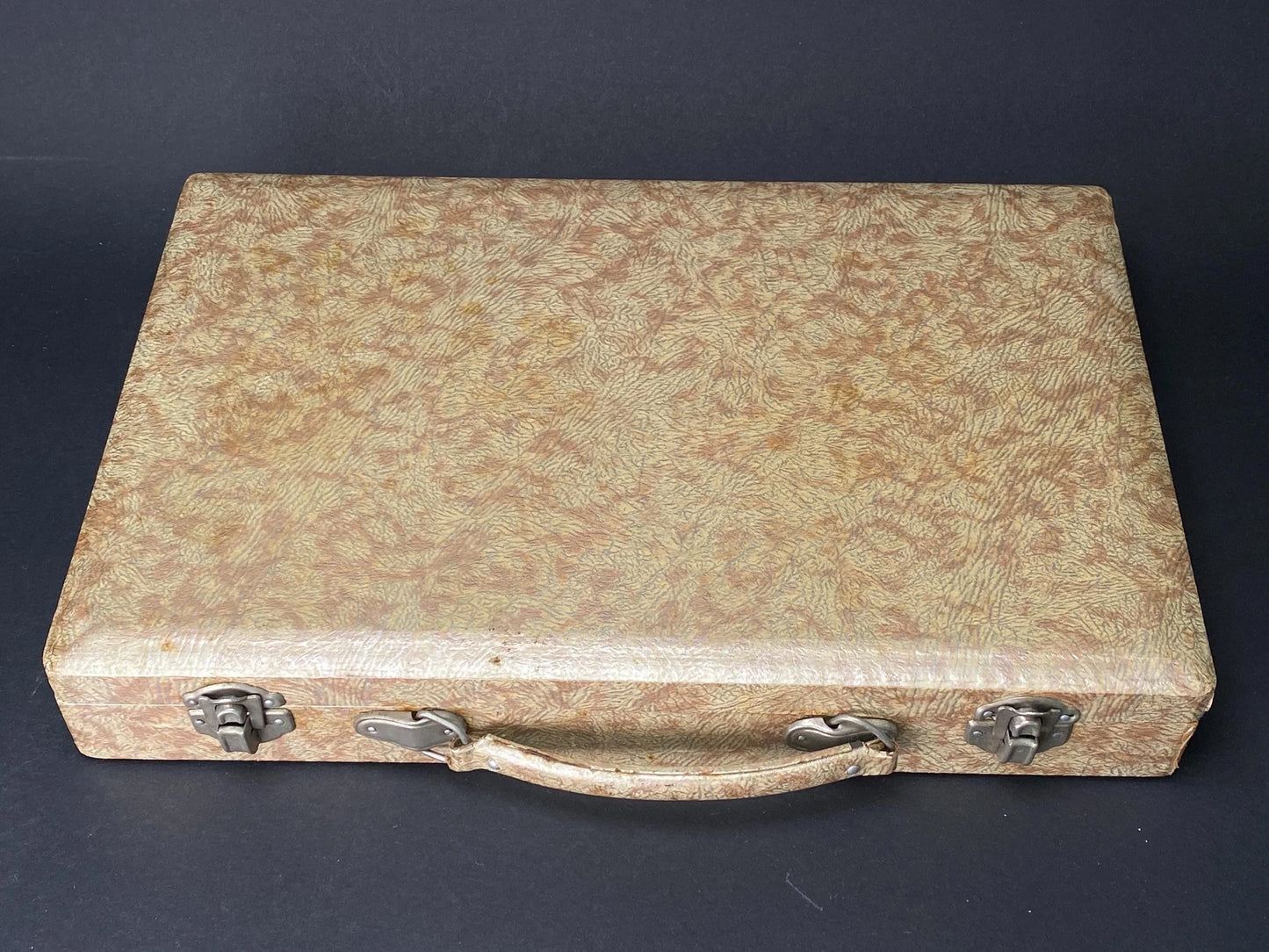Vintage Japan Mah Jong Bamboo Back Tile Set with Yellow Swirl pattern Case, Showa Retro Japanese dealing game, mahjong tile set