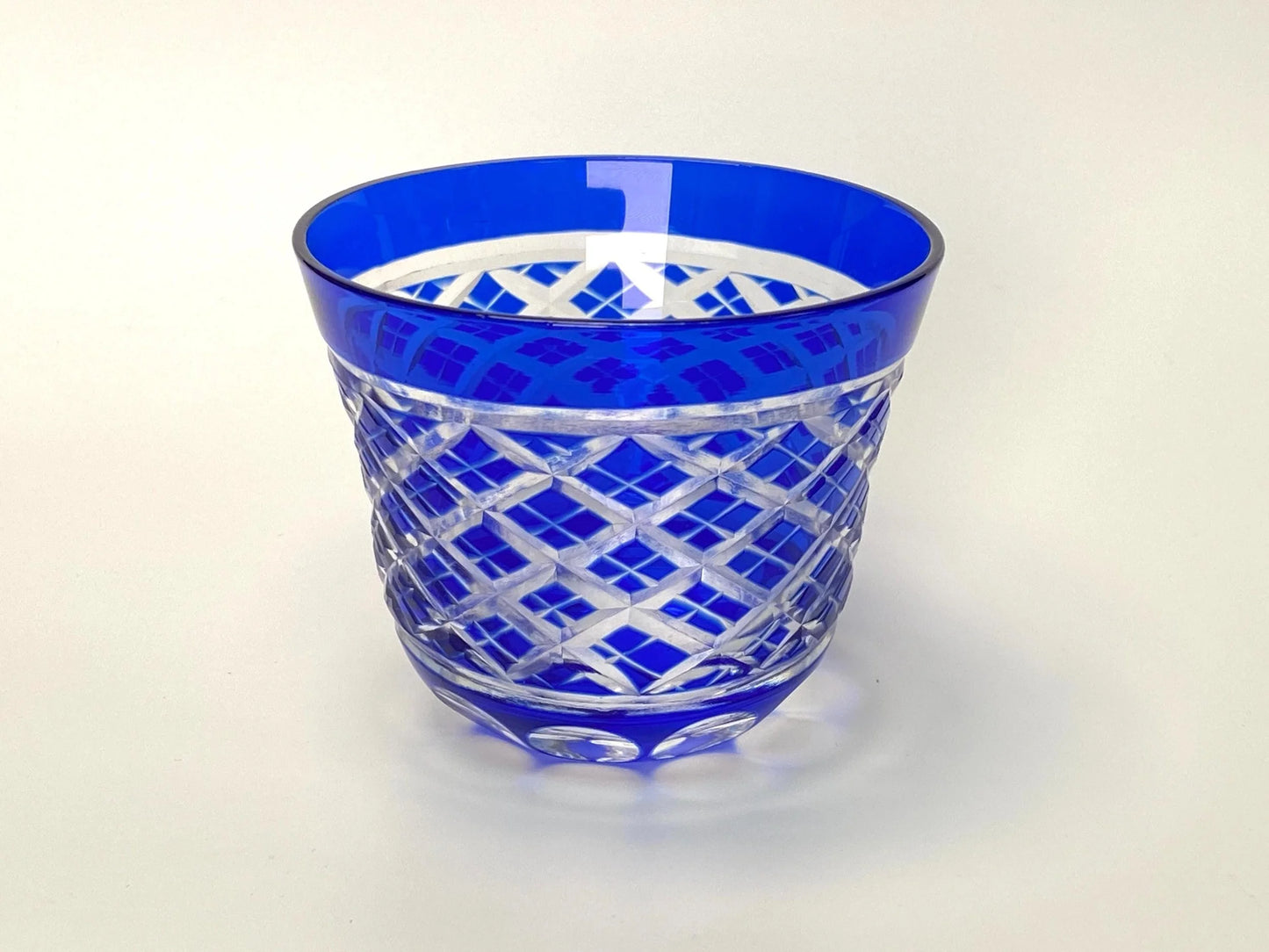Edo Kiriko Cobalt Blue Cut Crystal Whisky Glass