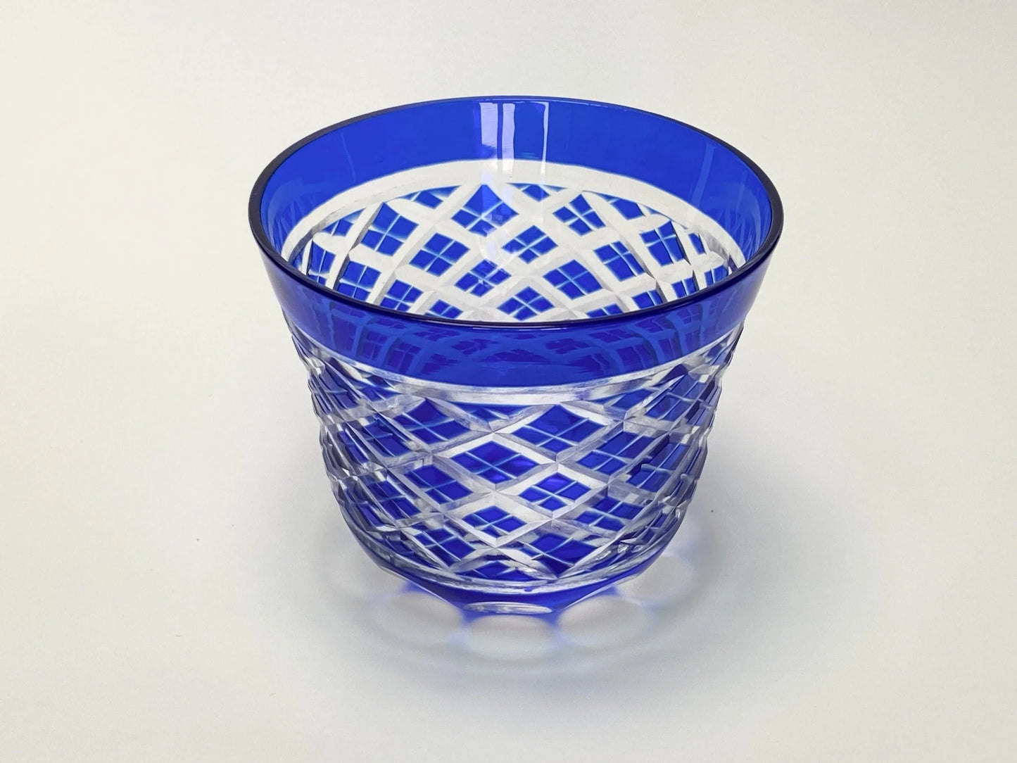 Edo Kiriko Cobalt Blue Cut Crystal Whisky Glass