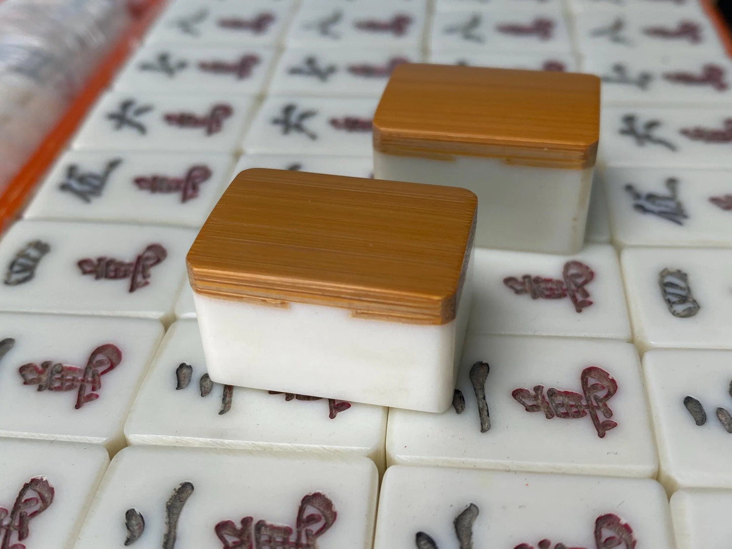 Vintage Japanese Mahjong Set Bamboo Back Tiles