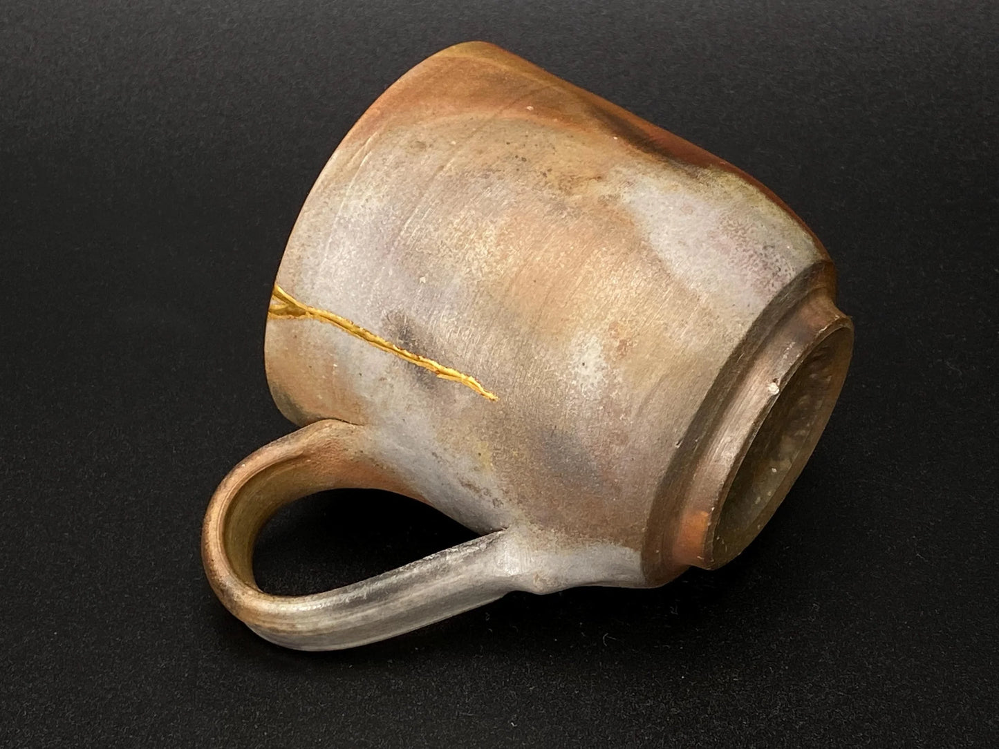 Bizen Ware Kintsugi Tea Cup, Real 25k Gold Repair, Signed Japanese Pottery, Wabi Sabi Aesthetic, Vintage Art