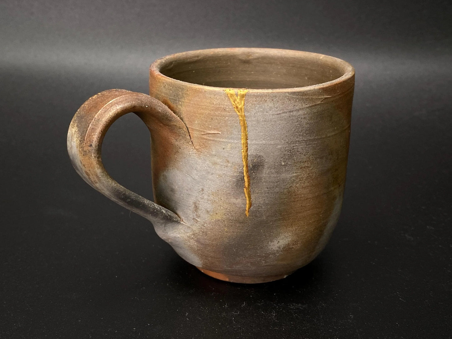 Bizen Ware Kintsugi Tea Cup, Real 25k Gold Repair, Signed Japanese Pottery, Wabi Sabi Aesthetic, Vintage Art