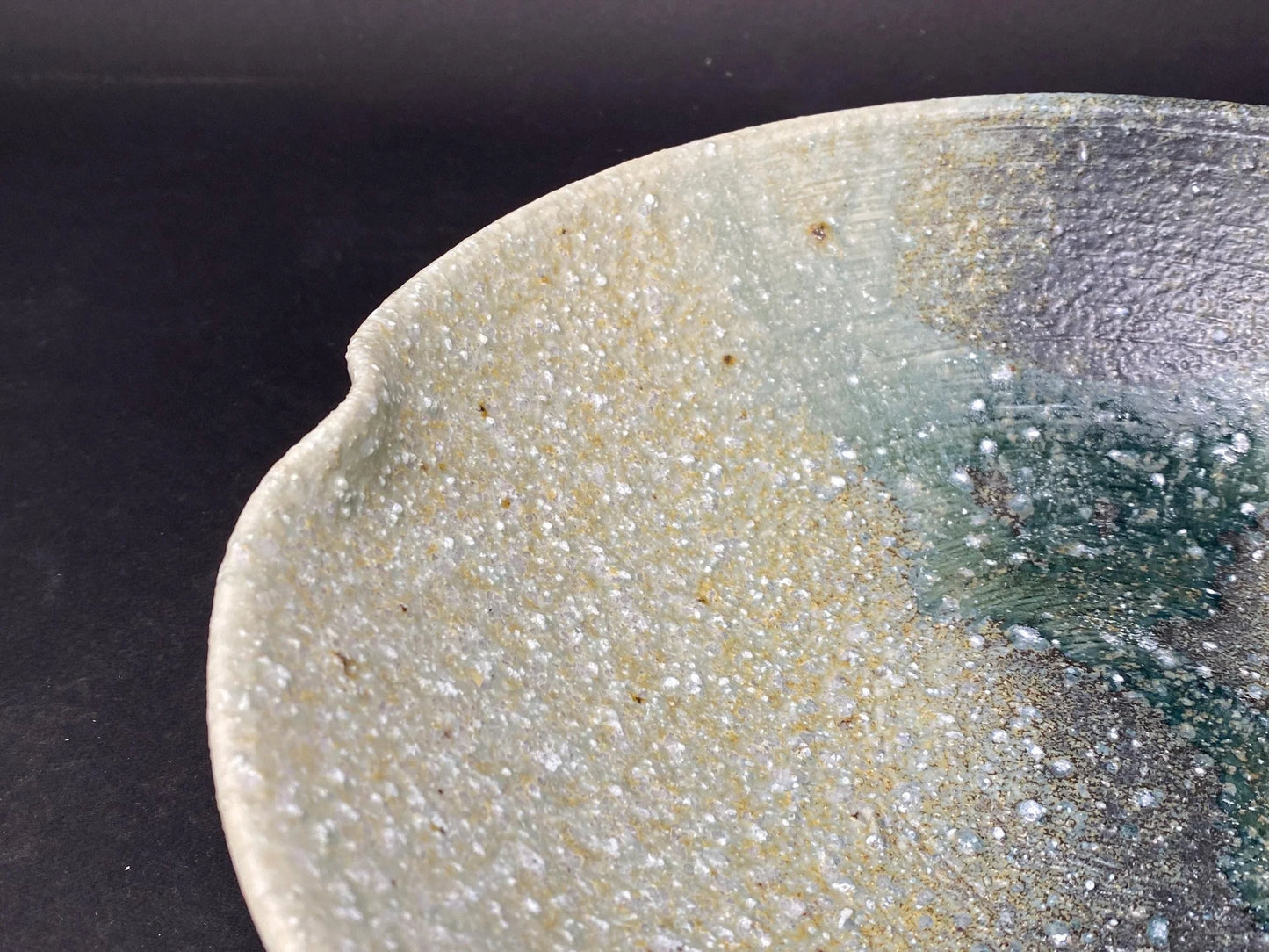 VINGT ET UN Studio Pottery Bowl Green Speckled