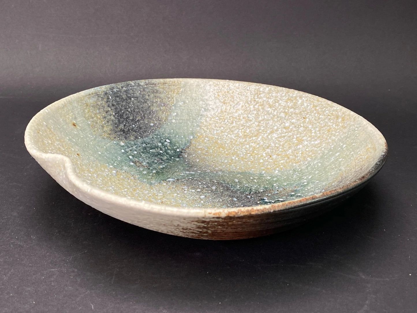 VINGT ET UN Studio Pottery Bowl Green Speckled