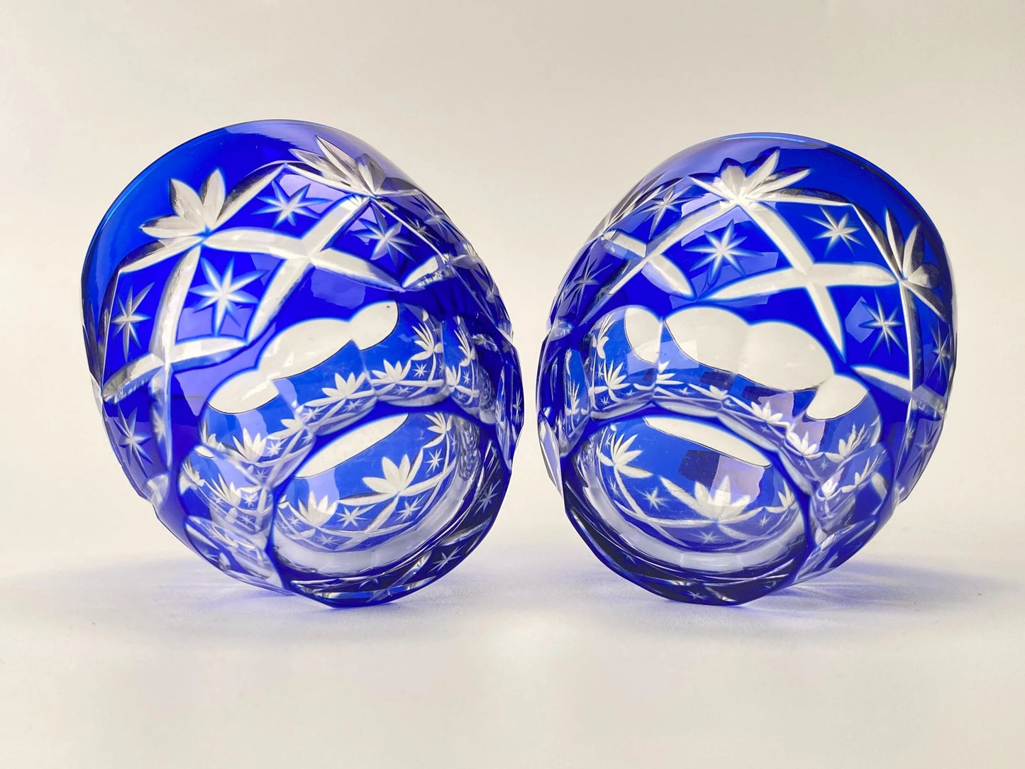 PAIR Kagami Edo Kiriko Crystal Sake Cup, Japanese hand cut glass shot, Japan Gift, 1.5oz Cup, Traditional Craft sculpture