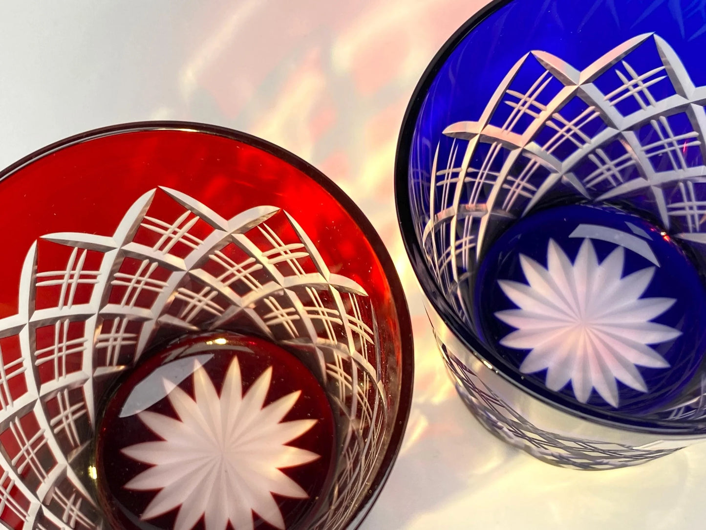 Taburo Edo Kiriko Glass Pair in Wood Box