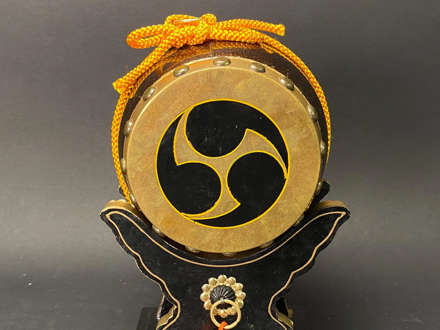 Japanese Samurai Daiko traditional Drum for Hinamatsuri Dolls, Replica Figurine, Taiko Makie, Vintage Samurai Taiko Drum with original box