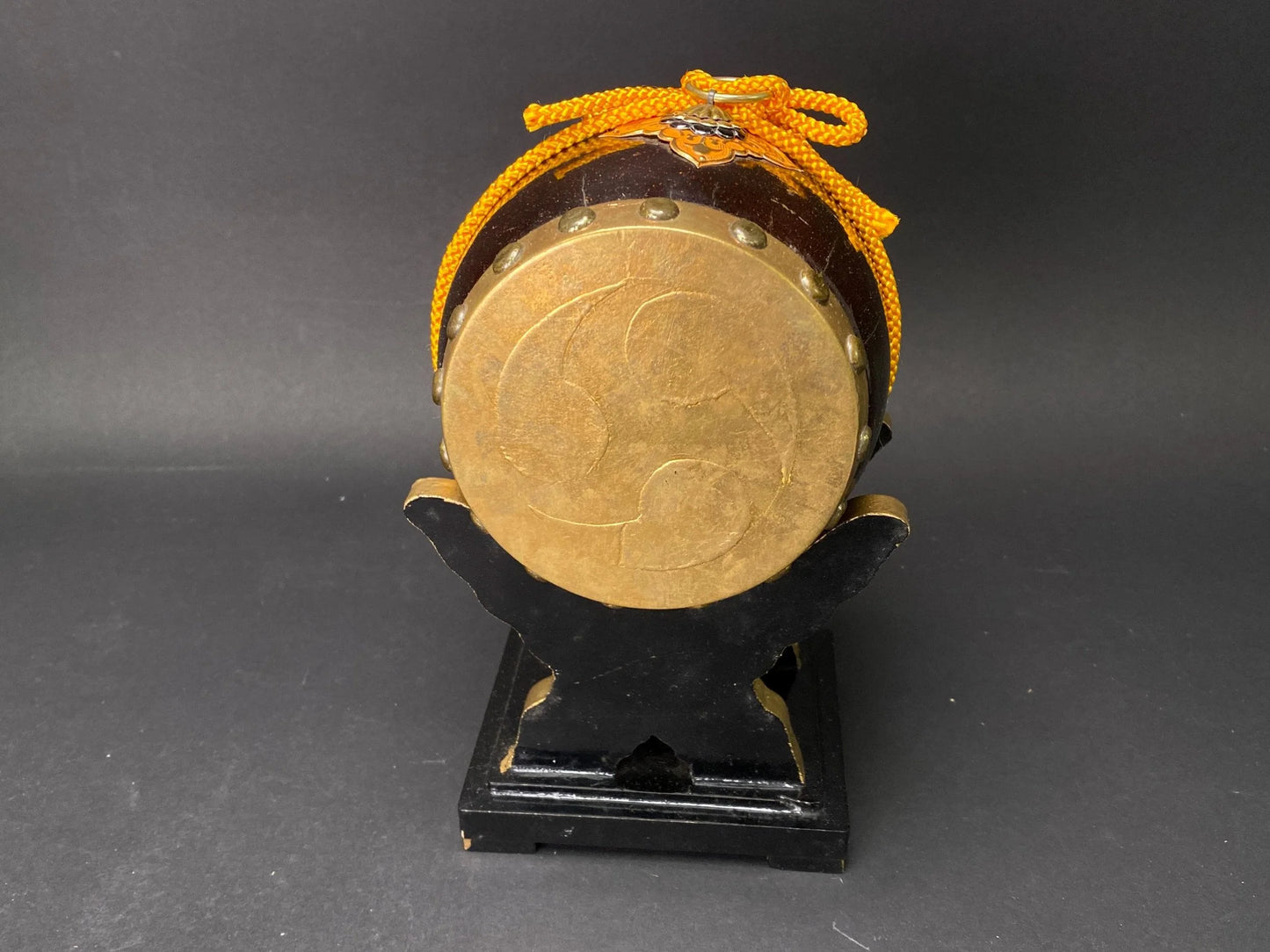 Japanese Samurai Daiko traditional Drum for Hinamatsuri Dolls, Replica Figurine, Taiko Makie, Vintage Samurai Taiko Drum with original box