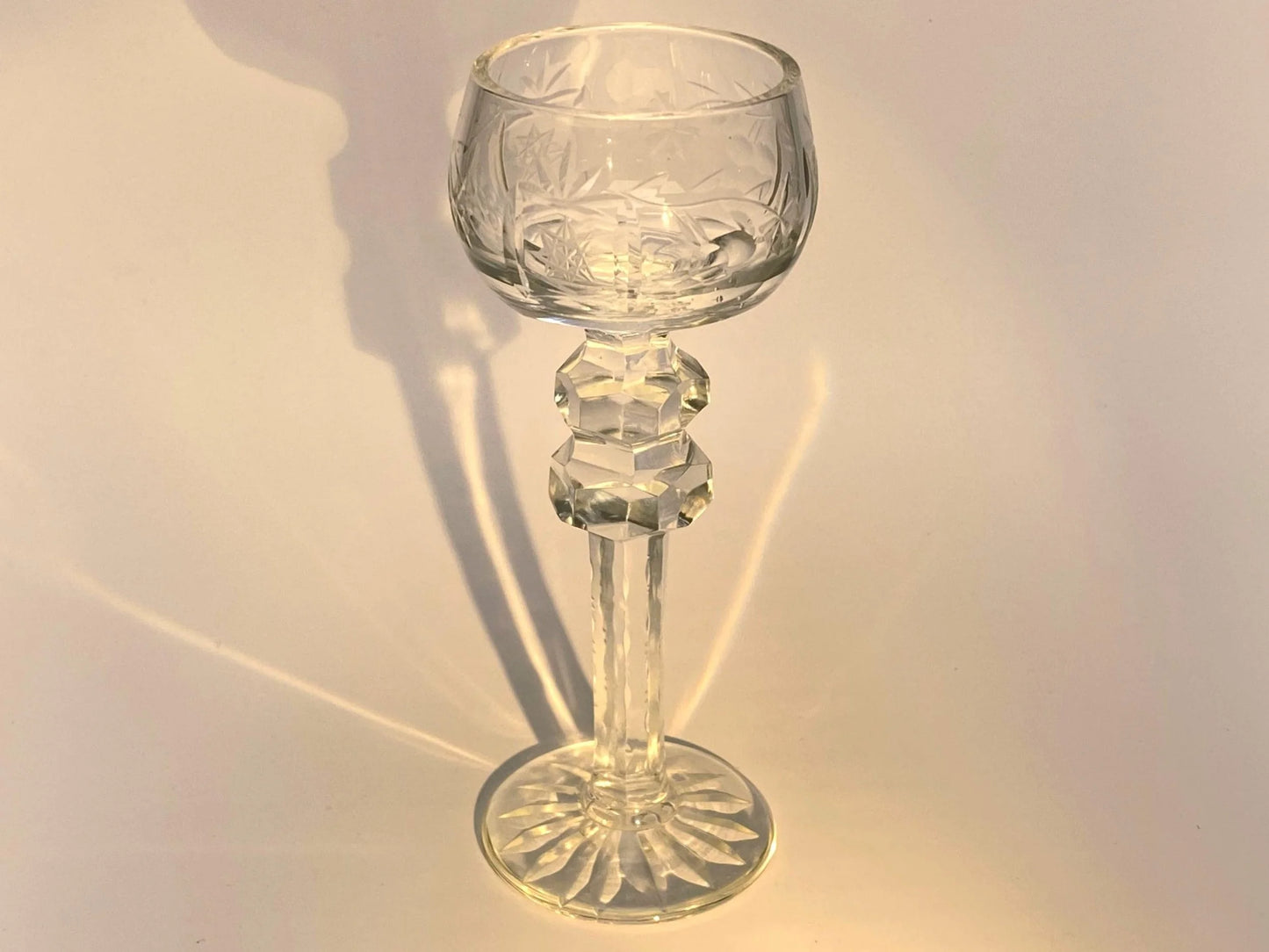 Japanese Edo Kiriko Crystal Goblets, Vintage Hand Cut to Clear Crystal Wine Glasses, Harlequin Set, Colored Overlay