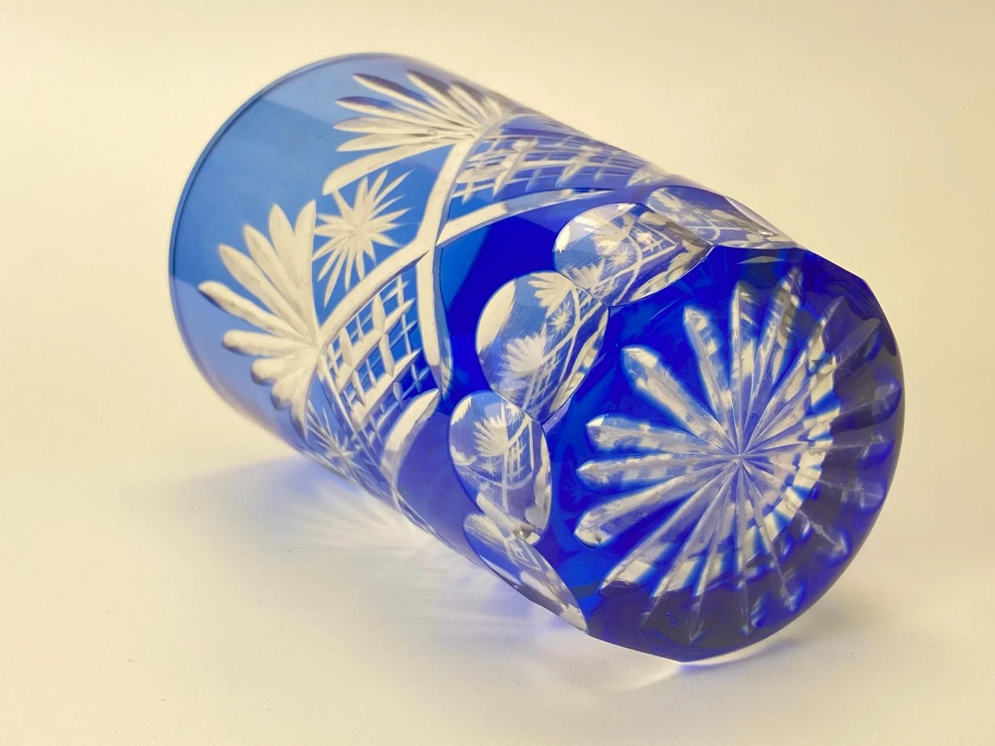 Cobalt Blue Kiriko Cut Crystal Tumbler