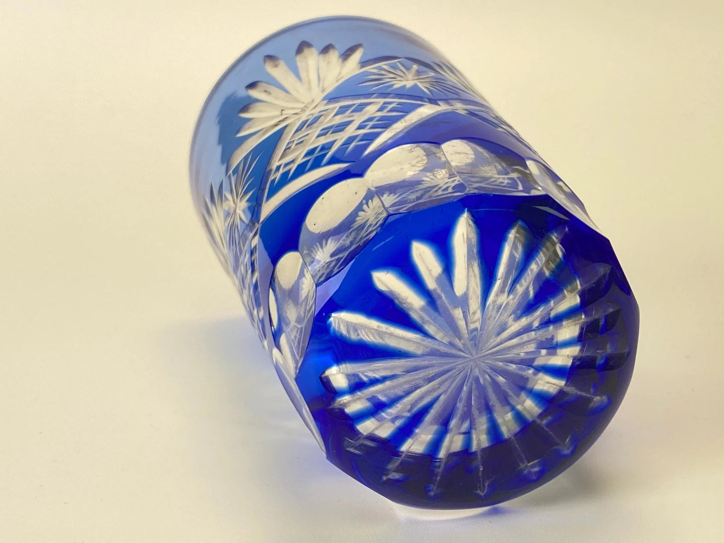 Cobalt Blue Kiriko Cut Crystal Tumbler