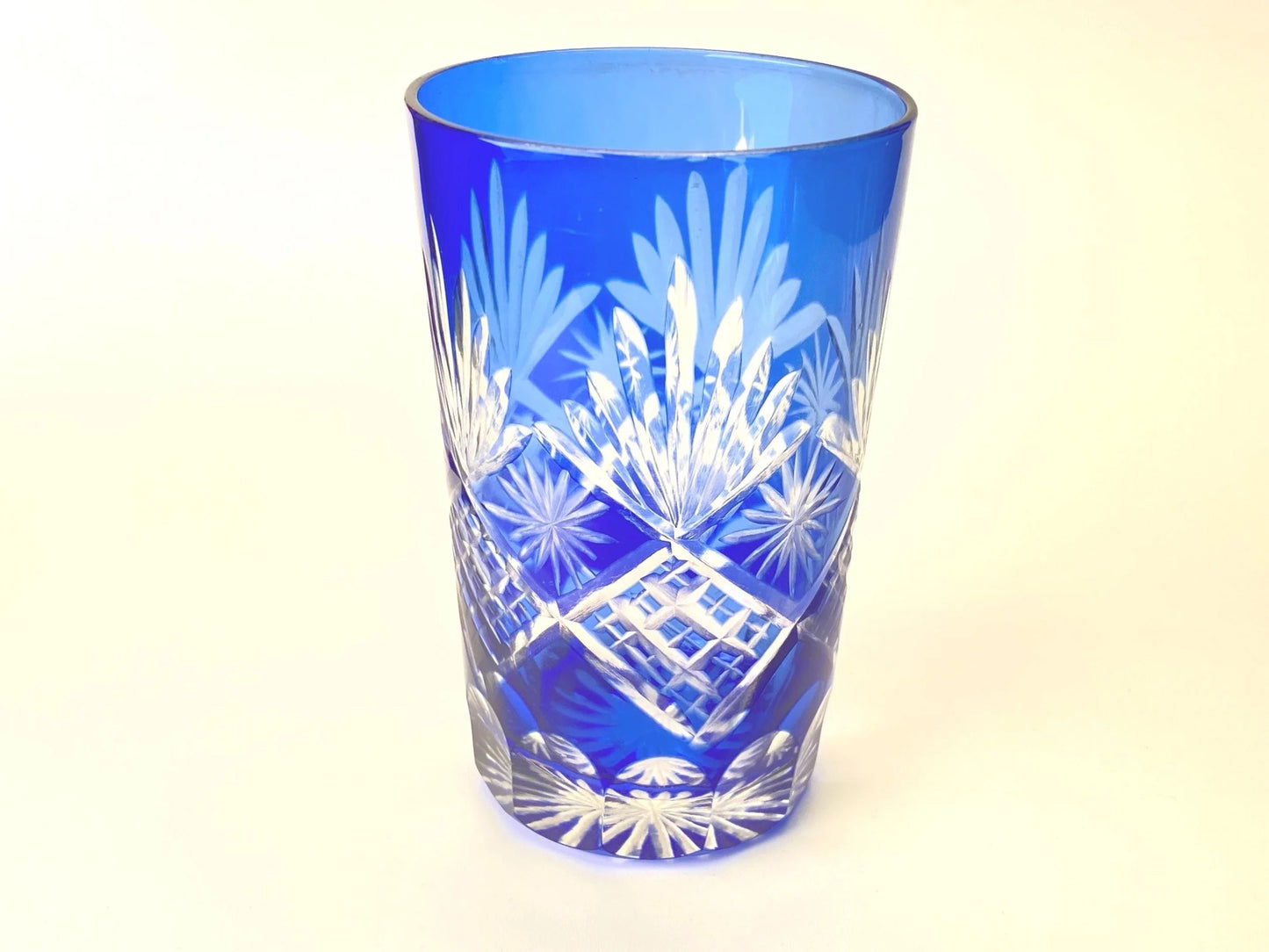 Cobalt Blue Kiriko Cut Crystal Tumbler