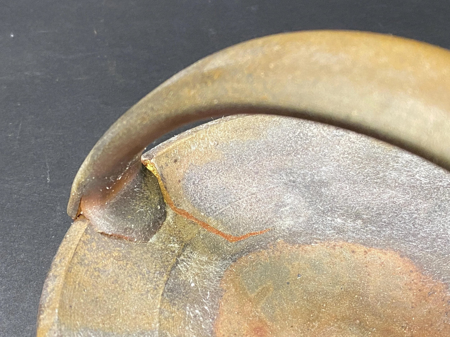 Bizen Ware Tebachi, Vintage Japanese Pottery, Kintsugi Urushi real 24k Gold Repair, Wabi Sabi Ikebana Vessel