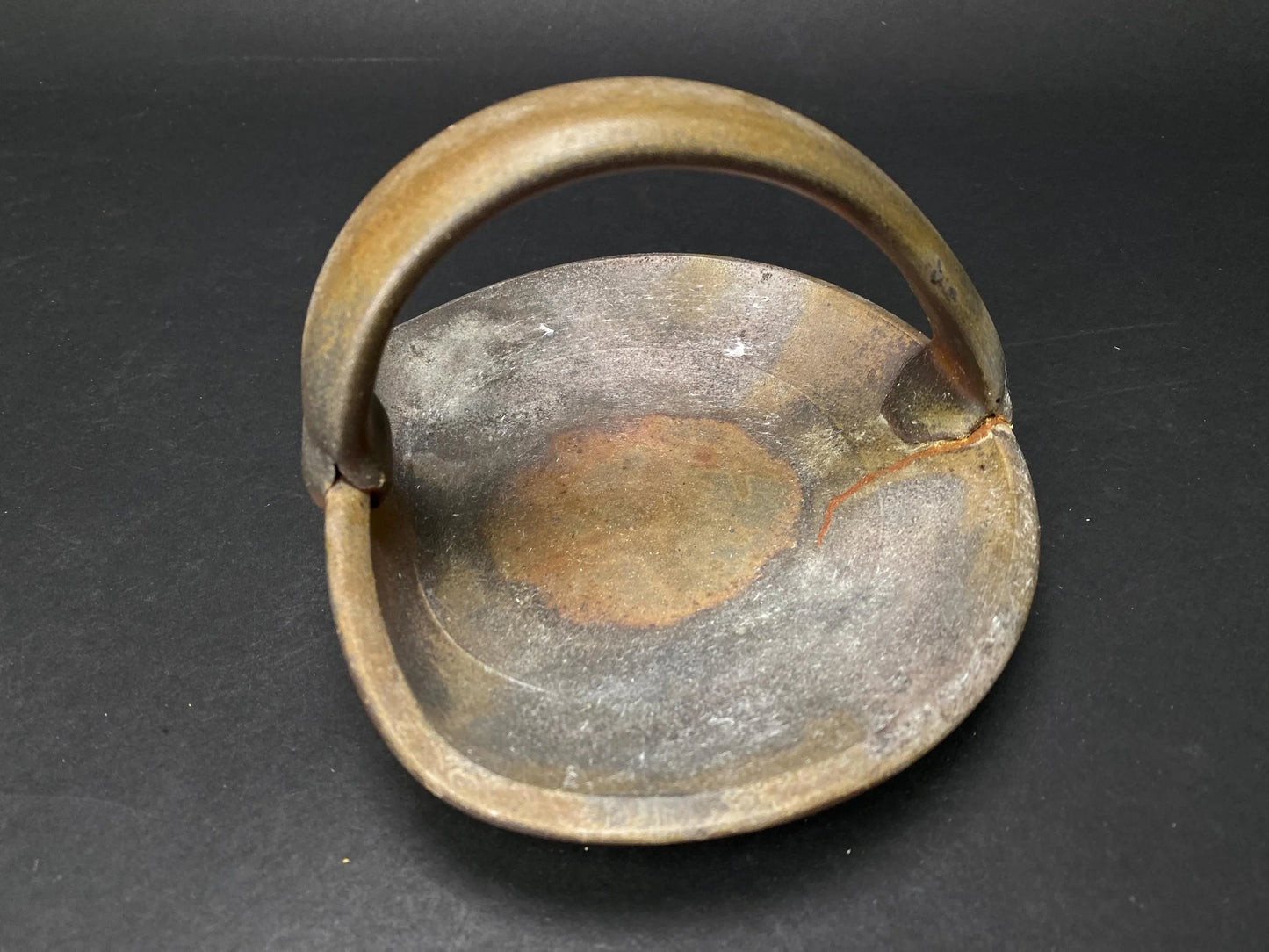 Bizen Ware Tebachi, Vintage Japanese Pottery, Kintsugi Urushi real 24k Gold Repair, Wabi Sabi Ikebana Vessel