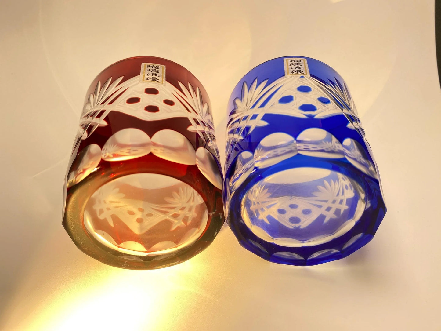 Ruri Roman Edo Kiriko Crystal Whiskey Pair