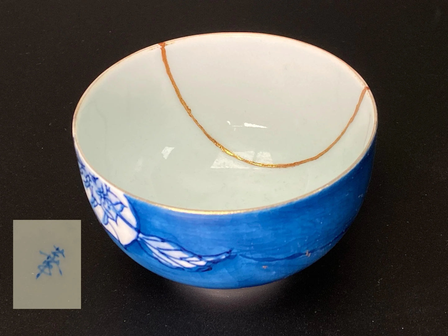 KINTSUGI Japanese Urushi teacup signed, 24k gold kintsugi nature urushi lacquer Bowl, Matcha Ceremony Pottery, Vintage Artisan Craft