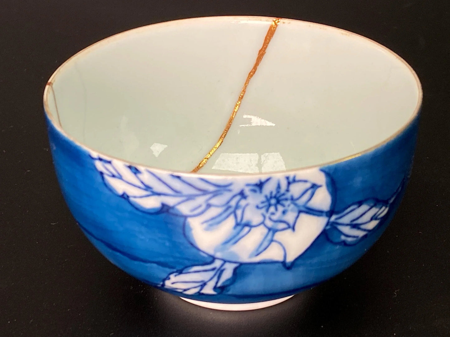 KINTSUGI Japanese Urushi teacup signed, 24k gold kintsugi nature urushi lacquer Bowl, Matcha Ceremony Pottery, Vintage Artisan Craft