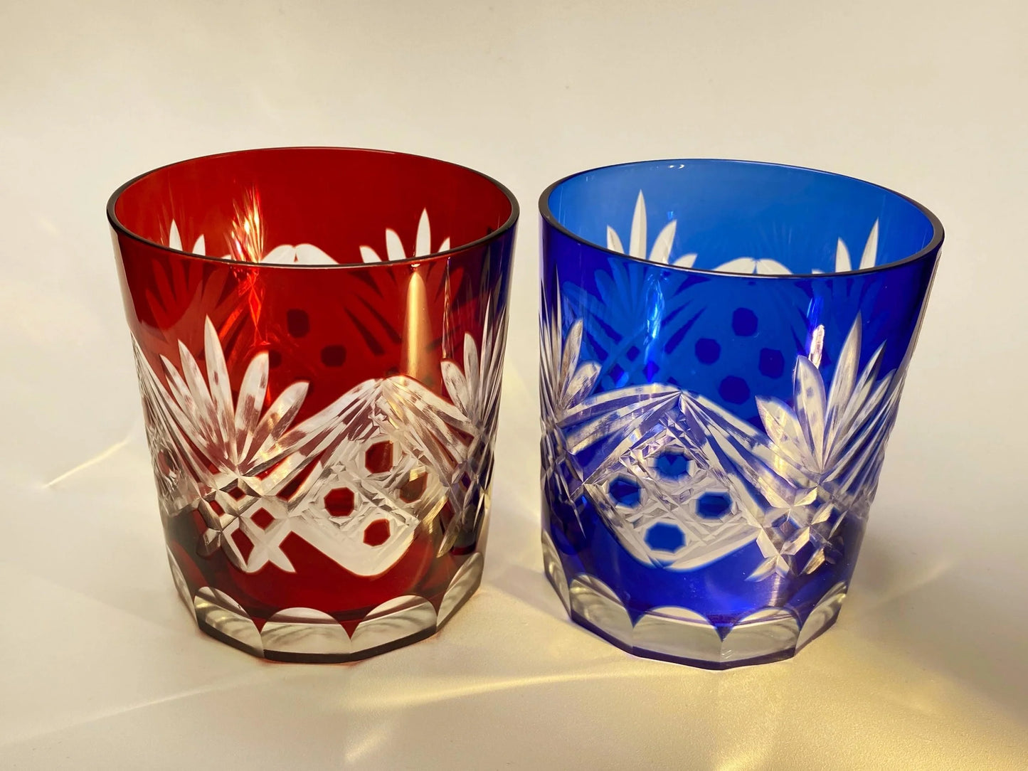 Ruri Roman Edo Kiriko Crystal Whiskey Pair
