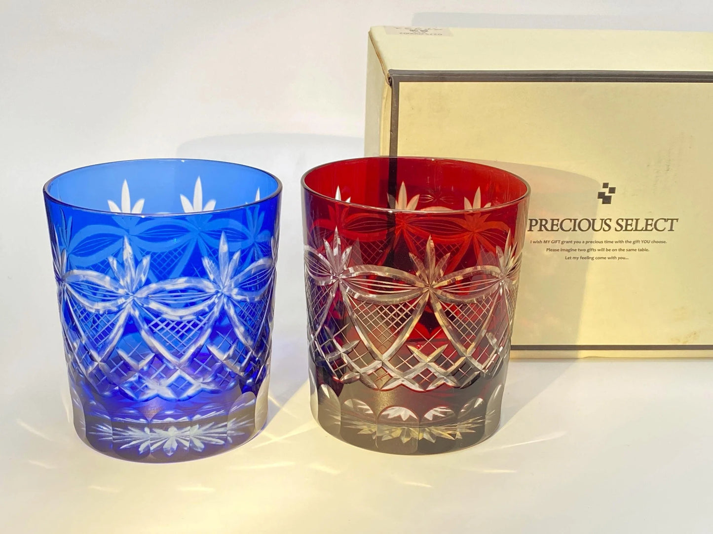 Kiriko Crystal Tumbler Pair, Ayame Iris Pattern
