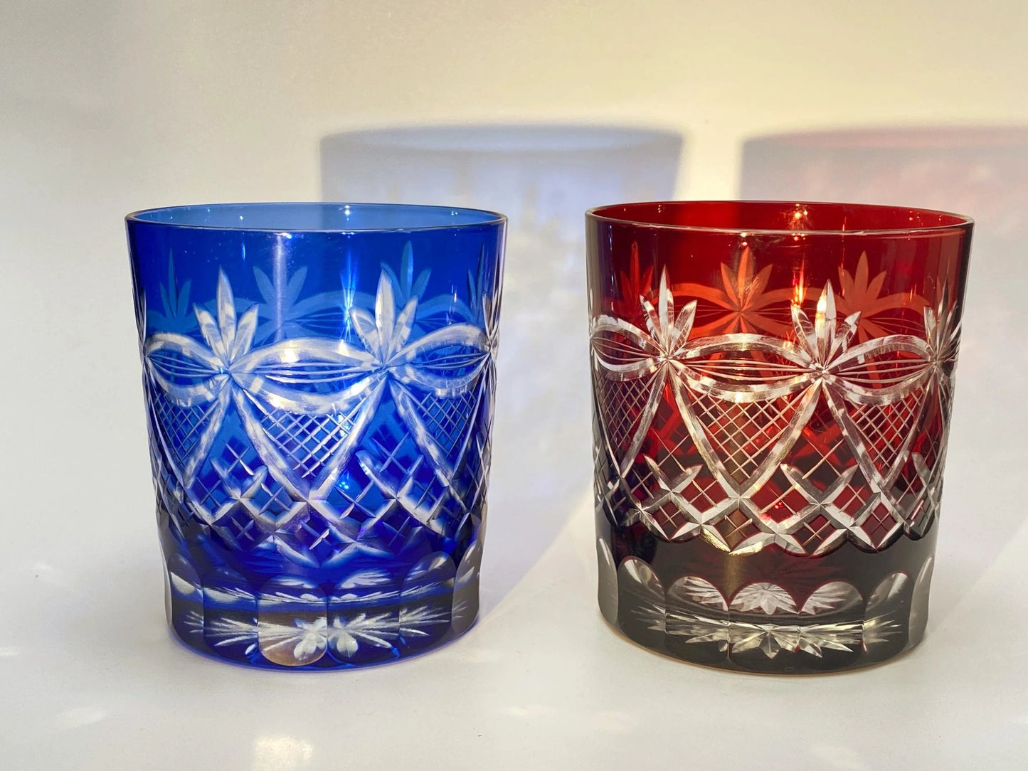 Kiriko Crystal Tumbler Pair, Ayame Iris Pattern