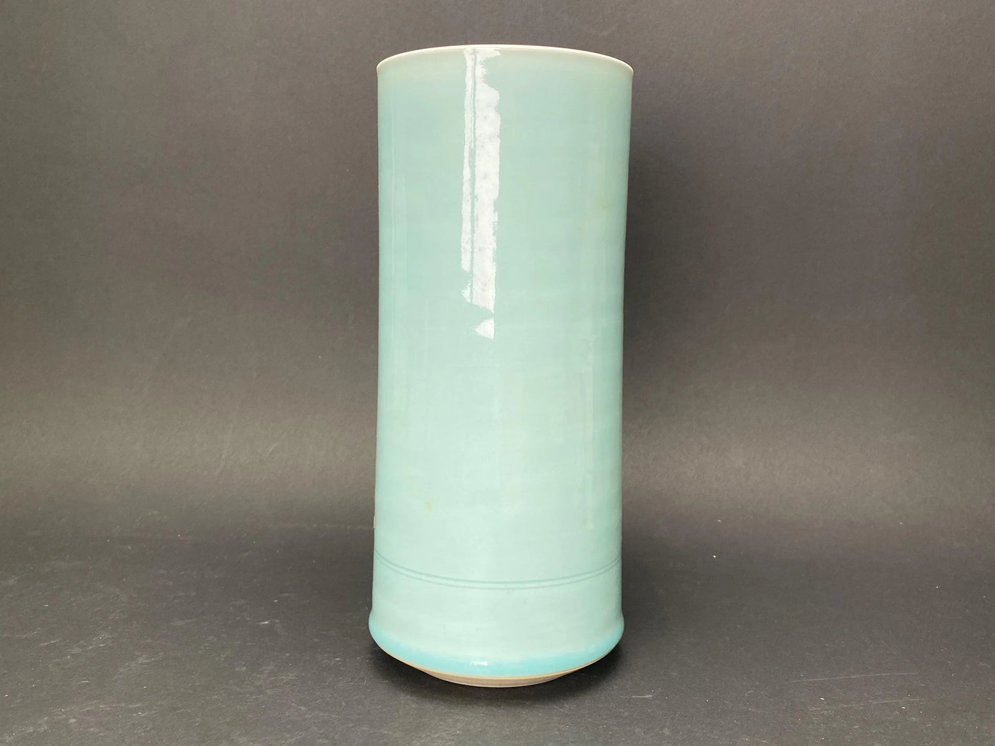 Tobe Yaki Celadon Cylinder Vase Unused
