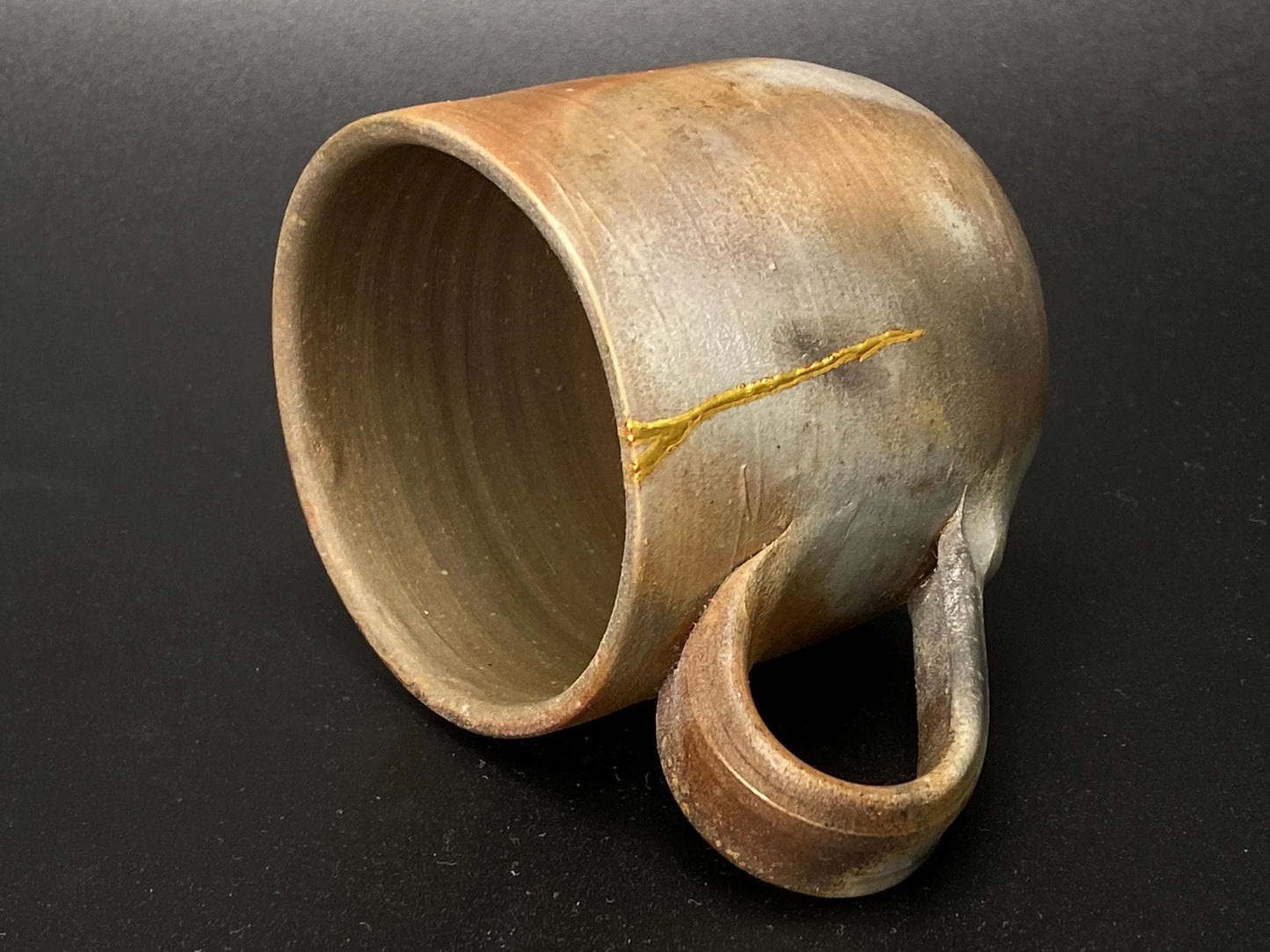 Bizen Ware Kintsugi Tea Cup, Real 25k Gold Repair, Signed Japanese Pottery, Wabi Sabi Aesthetic, Vintage Art