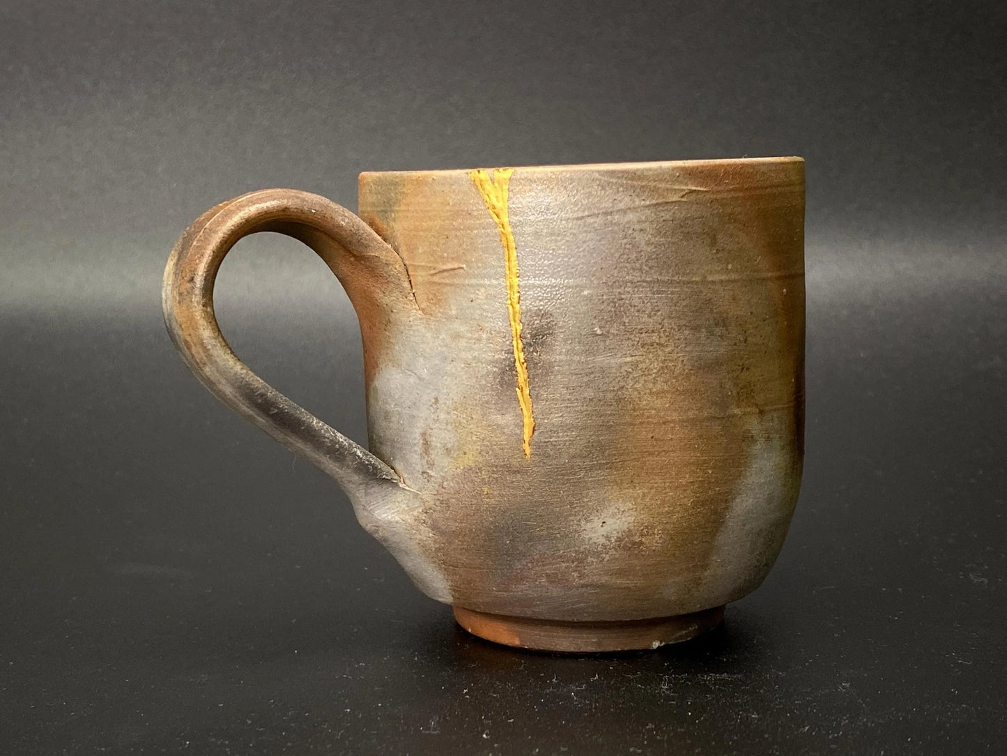 Bizen Ware Kintsugi Tea Cup, Real 25k Gold Repair, Signed Japanese Pottery, Wabi Sabi Aesthetic, Vintage Art