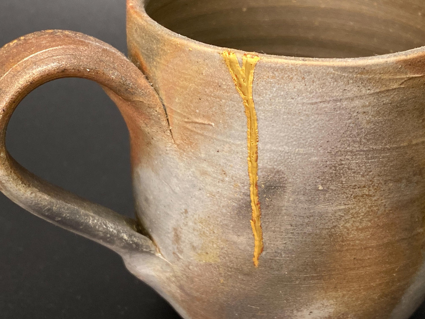 Bizen Ware Kintsugi Tea Cup, Real 25k Gold Repair, Signed Japanese Pottery, Wabi Sabi Aesthetic, Vintage Art